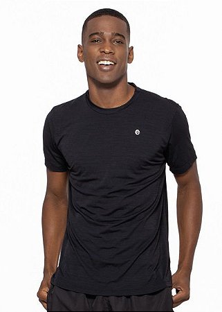 Camiseta Fitness Manga Curta Masculino ROMA Mescla Preto