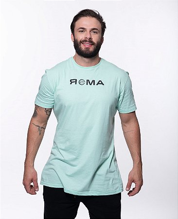 Camiseta Longline Manga Curta Masculino ROMA Bandeira Verde Claro
