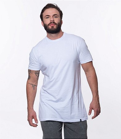 Camiseta Longline Manga Curta Masculino ROMA Fraldada Branco