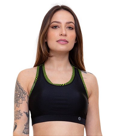 Top Fitness Nadador Feminino ROMA Básico Preto/Verde