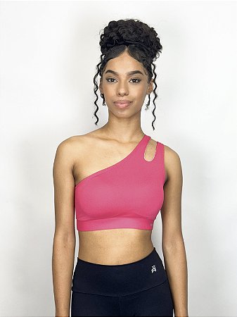 Top Fitness Um Ombro Médio Impacto Feminino ROMA Pink
