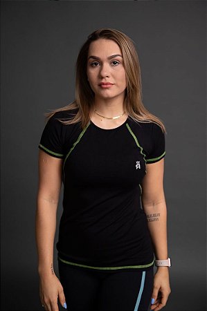 Camiseta Energy Feminina Roma Preto/Verde