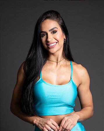 Top Fitness de alcinha com bojo ROMA Turquesa