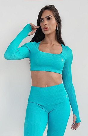 Top Cropped Set Core-  Azul Turquesa