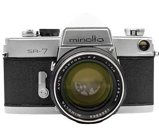 Câmera 35mm - Minolta SR7 + Lente 58mm f/1.4 + Filme + Case