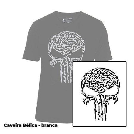 Camiseta SR Strong  - Caveira Bélica - Branco