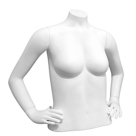 Busto Giordana | Manequim Feminino Polietileno Branco Fosco - Linha Mezzo Corpo Padrão