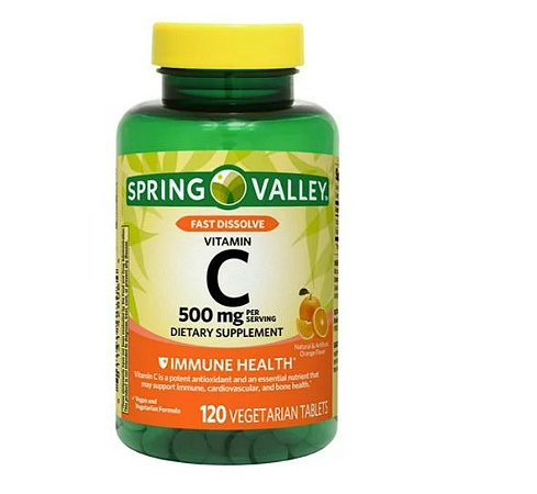 Vitamina C 500mg + Rose Hips Spring Valley 120 Capsulas  Eua