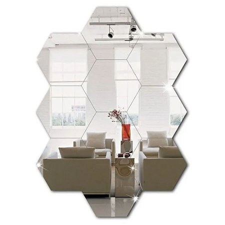Espelho Em Acrilico Decorativo Hexagonal