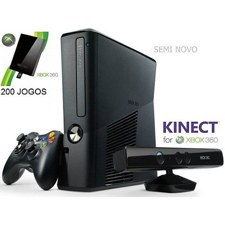 Console Xbox 360 Slim 250GB Desbloqueado c/ caixa + Kinect - Microsoft -  Gameteczone a melhor loja de Games e Assistência Técnica do Brasil em SP