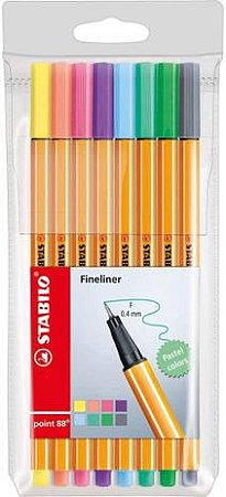 Caneta Stabilo Point 88 Pastel Estojo com 8 Cores