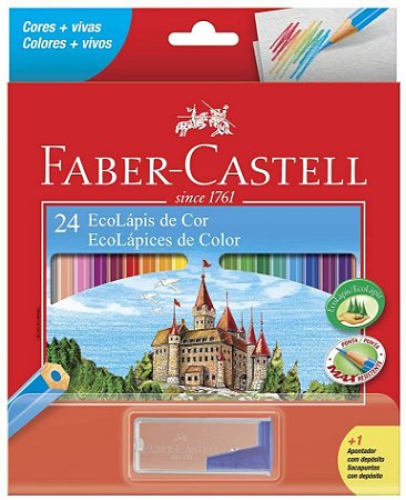 Ecolapis de Cor 24 Cores + 1 Apontador Faber-Castell