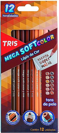 Lápis de Cor 12 Cores Mega Soft Tons de Pele Tris