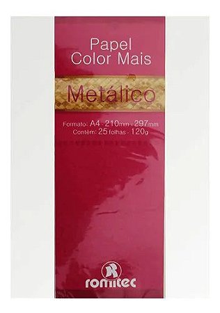 Papel Especial A4 120g 25 Folhas Metálico Color Mais Romitec Superia Papelaria 5002