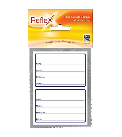 Etiqueta Escolar Reflex Azul 53x80mm Com 8 Unidades