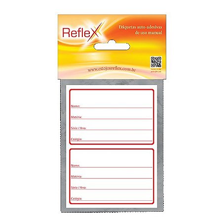 Etiqueta Escolar Reflex Vermelha 53x80mm Com 8 Unidades