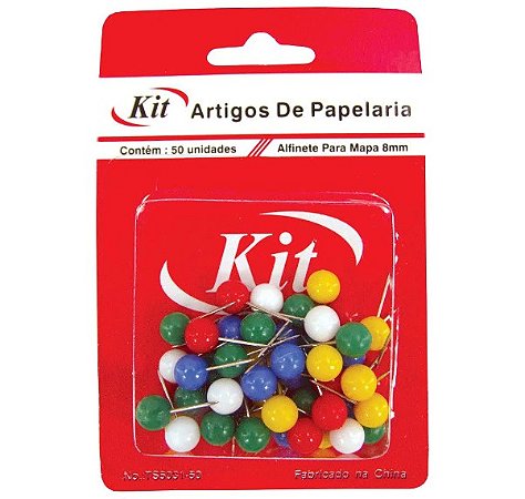 Alfinetes para Mapa 8mm 50 Unidades Kit