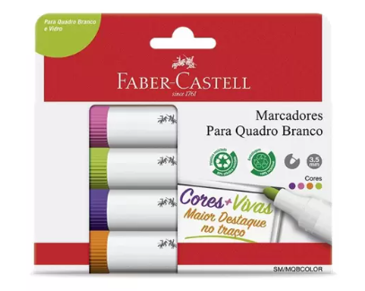 Kit 4 Marcador para quadro branco Faber Castell
