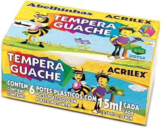 Tinta Tempera Guache C/6 Cores 15ML Acrilex