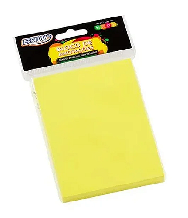 Bloco Adesivo Amarelo Neon 76 X 102mm com 100 Folhas Brw