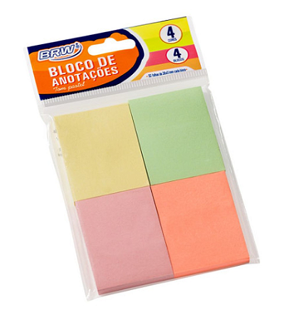 Blocos De Anotações Smart Notes Colorido Pastel 200 Folhas BRW