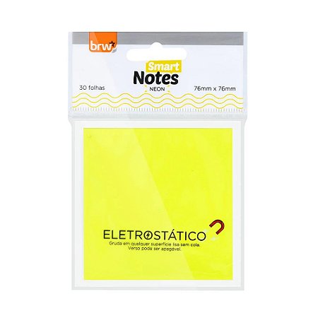 Bloco Smart Notes Eletrostático 76X76mm Neon BRW