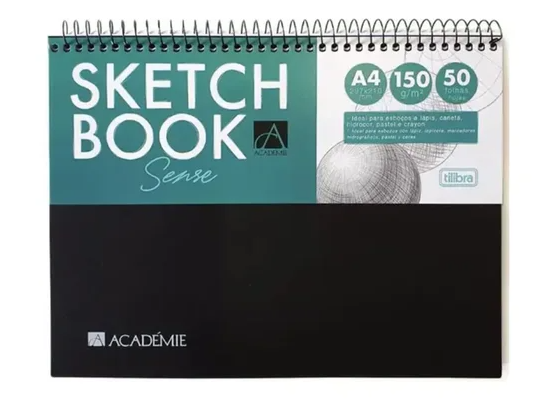 Caderno Sketchbook 50 Folhas 150G Espiral Capa Plástica A4 Académie Sense - Tilibra