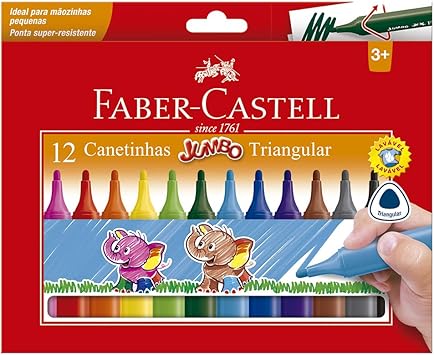 Canetinha Hidrográfica 12 Cores Jumbo - Faber Castell