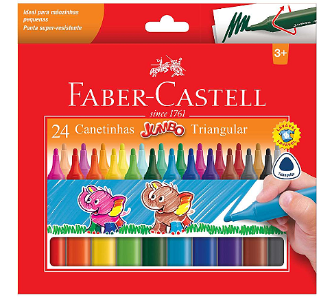 Canetinha Triangular Jumbo 24 Cores - Marca Faber Castell