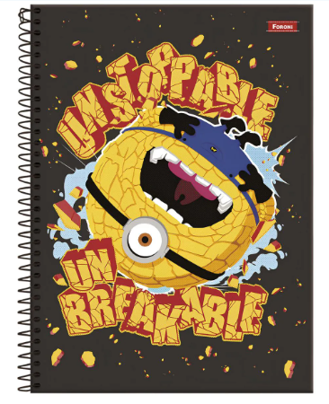 Caderno Capa Dura Espiral 1 Matéria 80 Folhas Universitário Minions Meu Malvado Favorito - Marca Foroni
