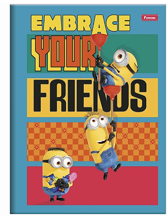 Caderno Brochura 1/4 Pequeno 80 Folhas Minions - Marca Foroni