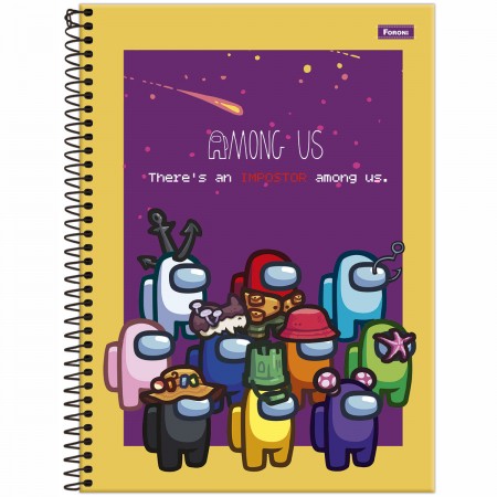 Caderno Espiral Capa Dura Universitário Among Us 80 Folhas - Marca Foroni