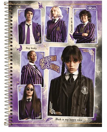 Caderno Espiral Capa Dura Wandinha 1 Matéria 80 Folhas - Tilibra