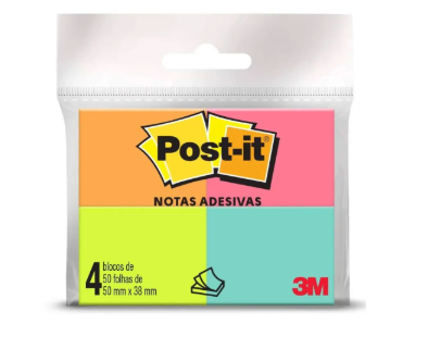 Bloco Post-it 38x50mm sortido c/ 200fls 3m - Post-it