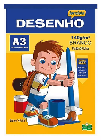 Bloco de Desenho Branco 120g 20 Folhas - Jandaia
