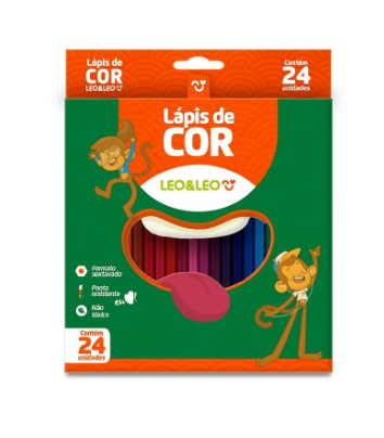 Caixa de Lápis de Cor Sextavado 24 Cores - Leo e Leo
