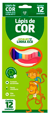 Caixa De Lápis de Cor 12 Cores Sextavado - Leo e Leo