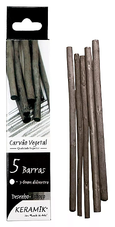 Carvão Vegetal Para Desenho 5 Barras 3-6mm - Keramik