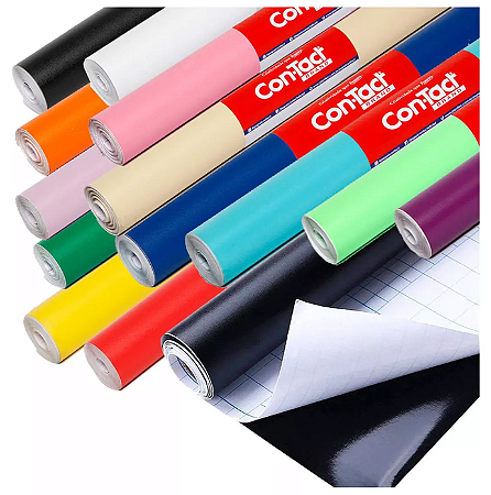 Papel Adesivo Contact Liso Fosco Original 2M x 45Cm Cores - Contact