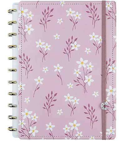 Caderno Inteligente Pink Blossom 80 Folhas Grande - Caderno Inteligente