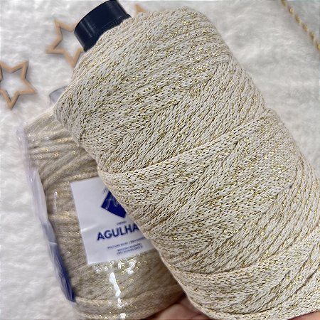 Cordão Agulhado Cru com Lurex Dourado