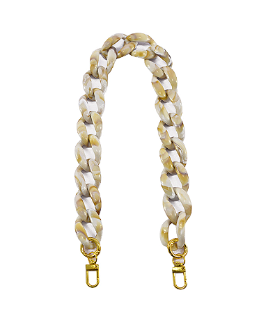 Alça de Bolsa Corrente Acrílica Bege Mesclada - Círculo