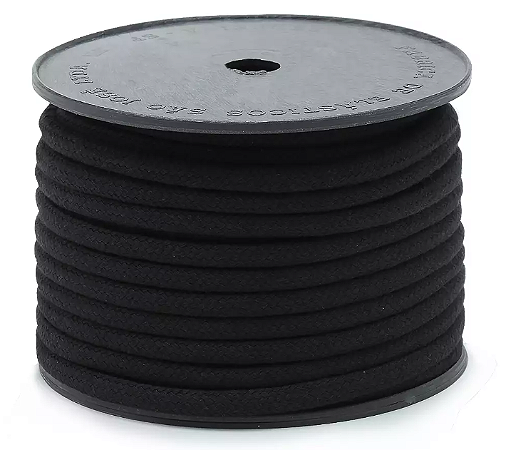 Cordão São José 6mm PRETO - Algodão Trançado COM ALMA