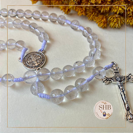 Terço com Medalha de São Bento e  Cristal da Rocha