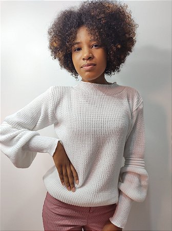 blusa em trico manga bufante