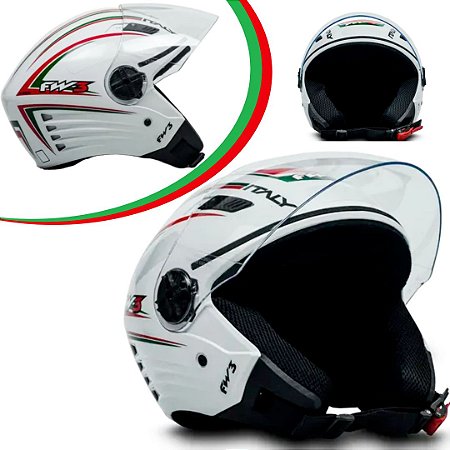 Capacete Fw3 Aberto X Open Itália Original Aprovado Inmetro