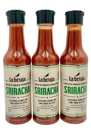 Kit 3 Molhos de Pimenta La Bruja Sriracha Jalapeno Fermentado 150ml