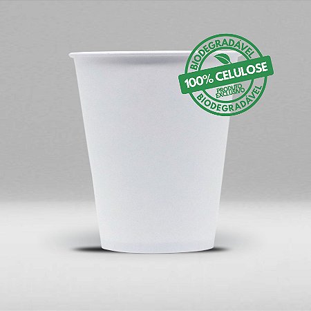 Copo de Papel Branco 100% Celulose, Biodegradável e Reciclável 200ml Caixa com 2500 Unidades