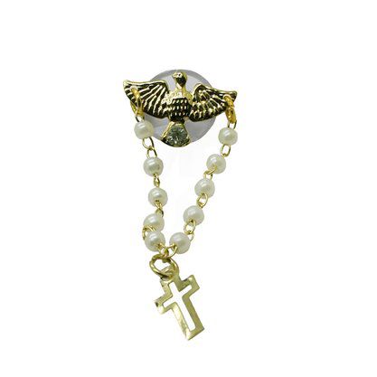 12 Boton Broche Divino Espiro Santo dourado Terço Pérola