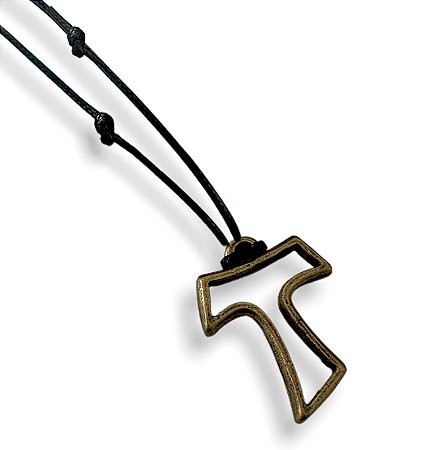 Cordão Tau Franciscano Tres Nos Pescoço Zamak